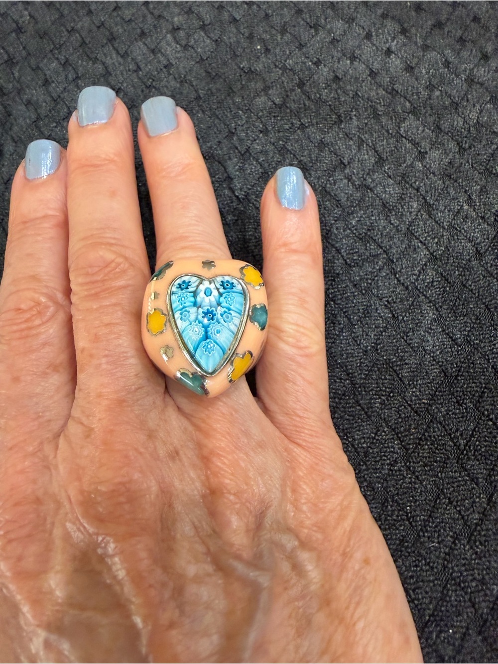 ALAN K  Murano glass heart design ring